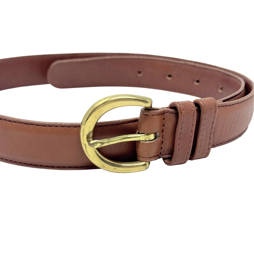 Vintage Coach Brown Leather Belt Brass Buckle‎ Women's M Archival 90s Minimalist